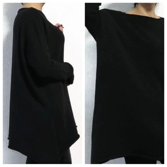 #85 CASHMERE BLEND OVERSIZED FABULOUS SWEATER FROM PARIS - Black L/XL NWT - Picture 2 of 7